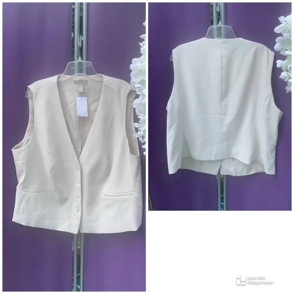 NWT- XXL Curved Satin Cream Vest, ⭐️ designed for curvy body ⭐️ - Picture 4 of 10